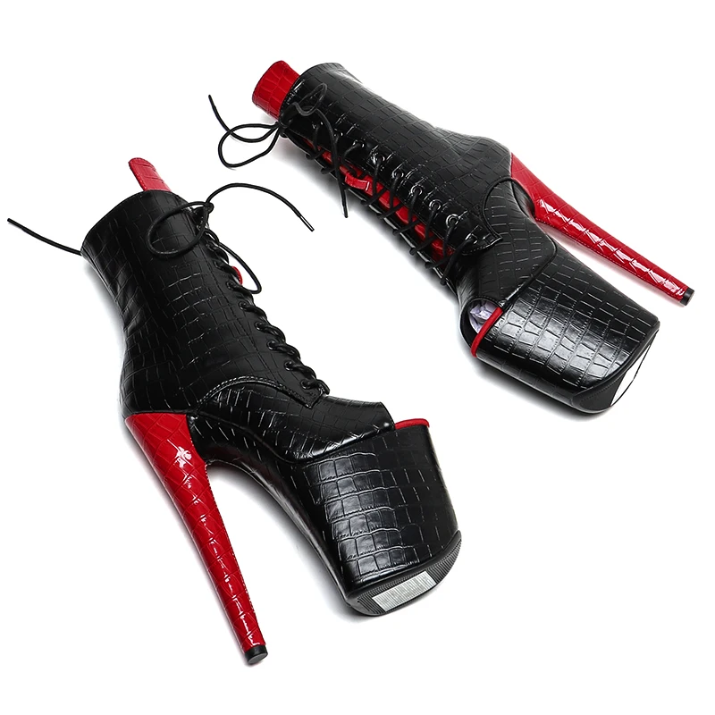 Leecabe  20CM/8inches PU mix color  Trendy fashion Platform  High Heels  party  stripper heel Pole Dance boots