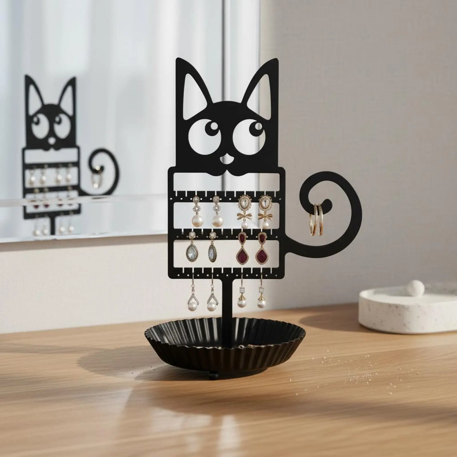 

Earring Tree Organizer Removable Earring Display Stand Feline Jewelry Display Rack Decorative Feline Jewelry Stand Multi