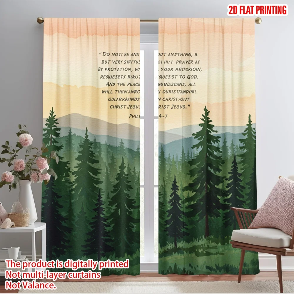 2pcs 2D flat printing Drapes Philippians 4 6-7 Peace Greeting Polyester Without Electricity Birthday Party Use for Decorations