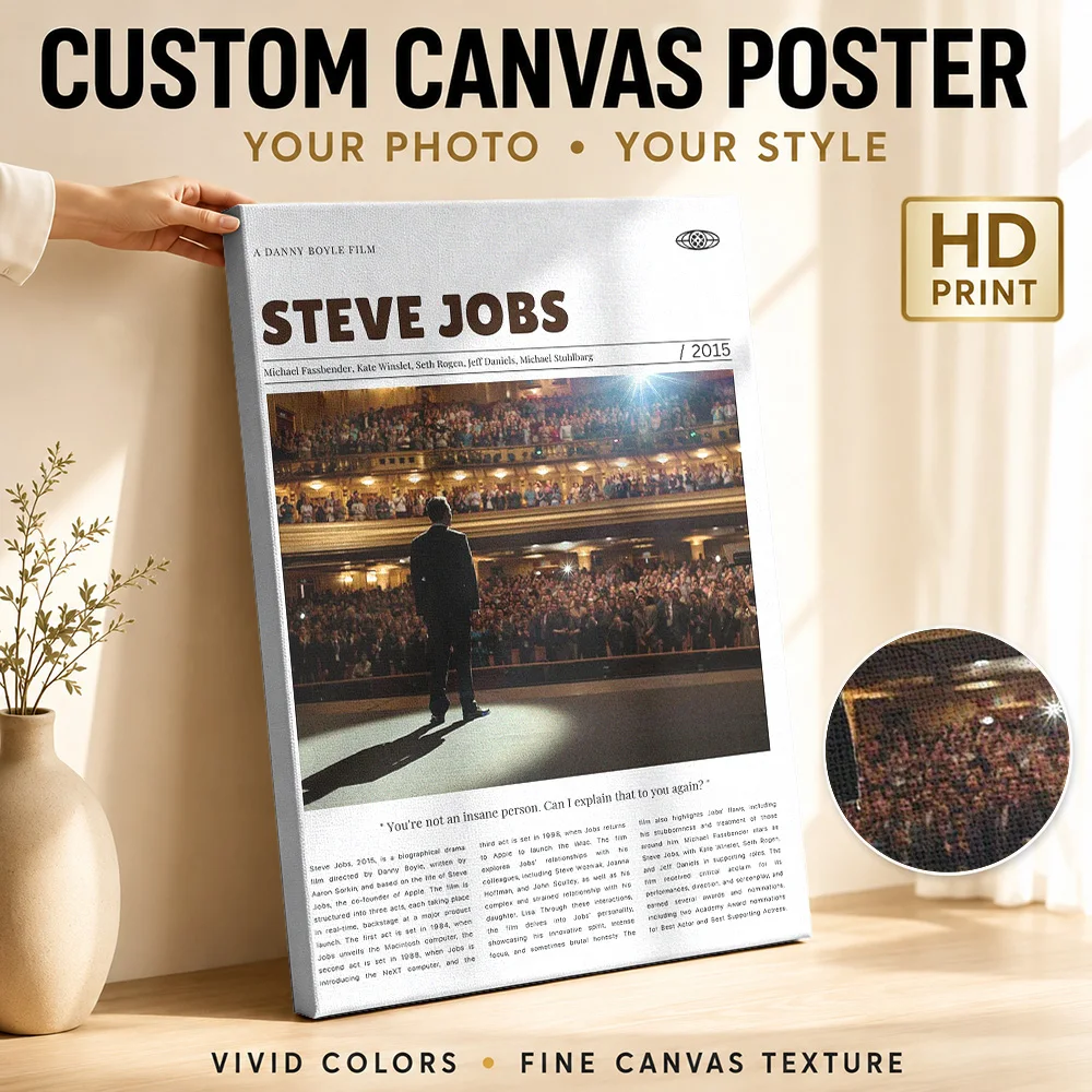 Steve Jobs Movie Framed Canvas Poster Personalized Vintage Movie Wall Paintings Decoration for Living Room Gift for Collectors