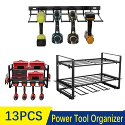 Power Tool Rack Electric Drill Holder Wall Mount Organizer Wrench Tool Workshop Screwdriver Power Storage Shelf Accessories