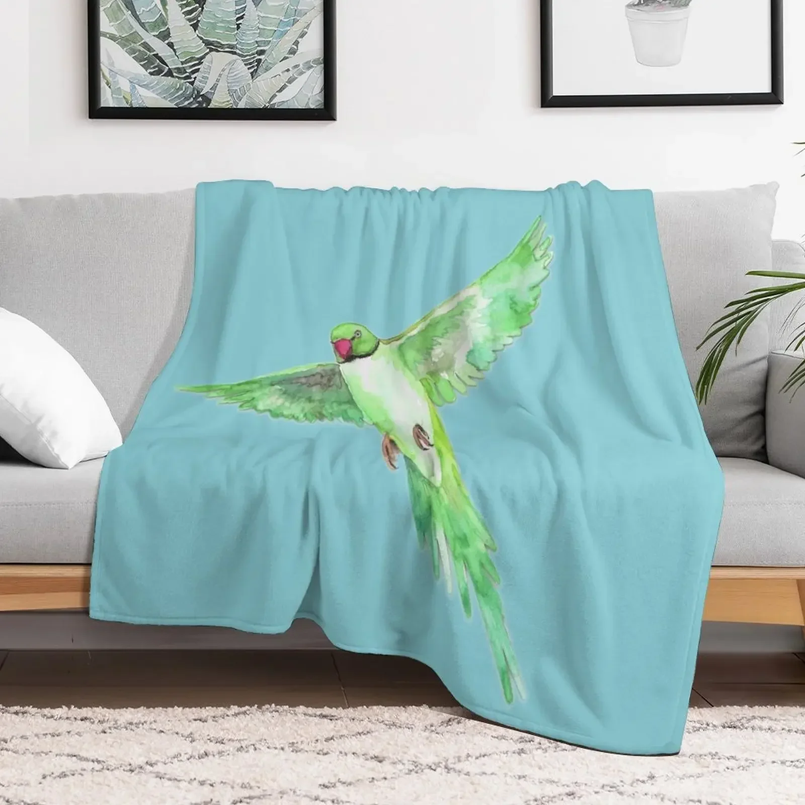 

Indian Ringneck Parakeet Throw Blanket Beautifuls Summer Beddings Soft Plaid Blankets