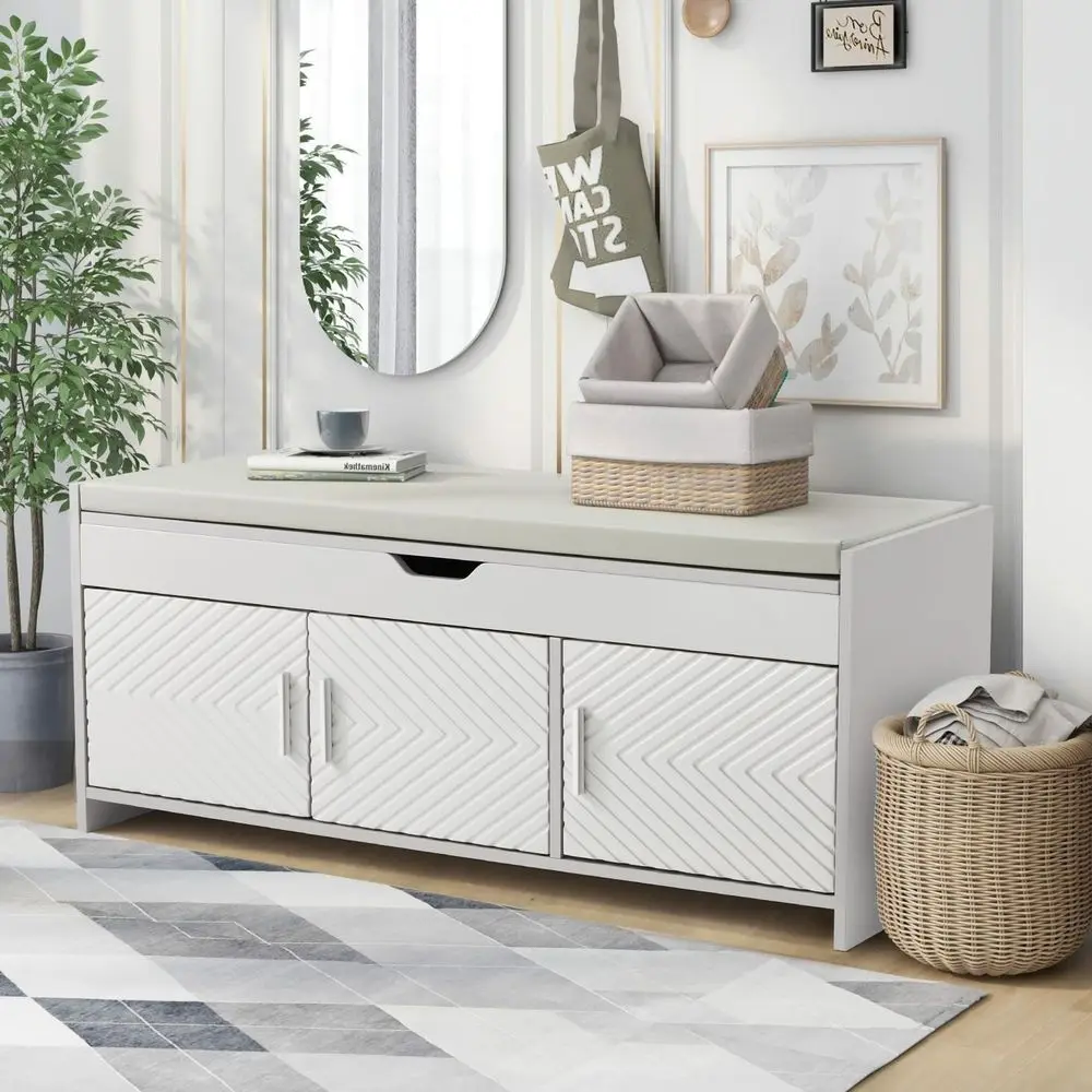 

Storage Bench, Shoe Bench with Lift Top Storage, Entryway Bench with Cushioned Seat, Adjustable Shelf for Living Room, Bedroom,