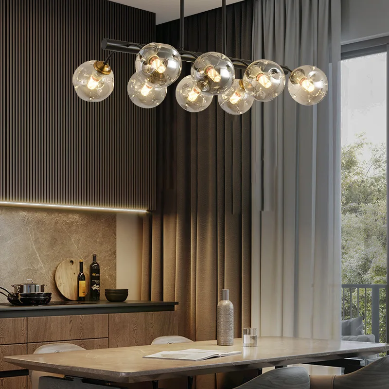 Nordic Modern Creative Glass Ball Chandelier Light with LED Bulbs for Living Room Dinning Room Simple Home Decor Lighting