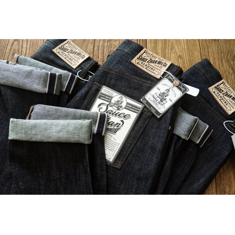 

Slim Straight 66 Version Men's Jeans Original Vintage Cotton Denim mid Waist Button Closure Four Seasons Casual Workwear