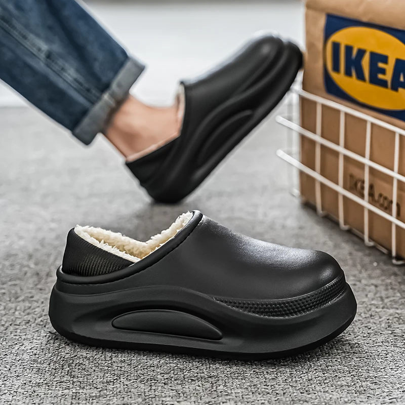 موضة جديدة نعال من القطن الرجال شتاء دافئ المنزل أحذية قطنية مقاوم للماء حذاء للحديقة داخلي الانزلاق على أحذية موجزة