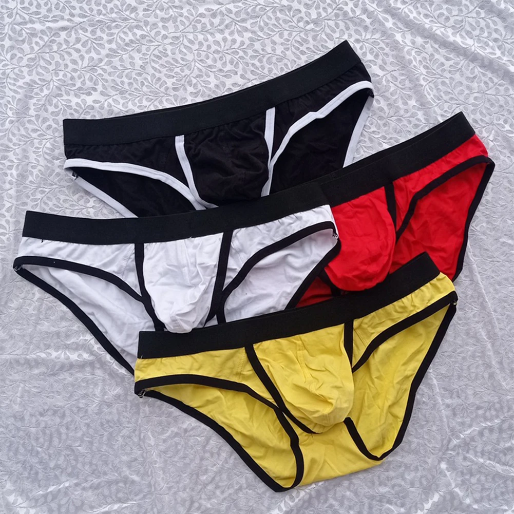 Sexy Men Low Waist Pouch Briefs Comfy Underwear Underpants Bullet Separation Panties Elastic Sleepwear Men's Swimming Trunks