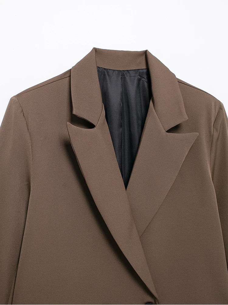 Kuclinkut kuclu 2024 primavera outono nova mulher sólida coor básico blazer duplo breasted solto terno jaqueta para mulher