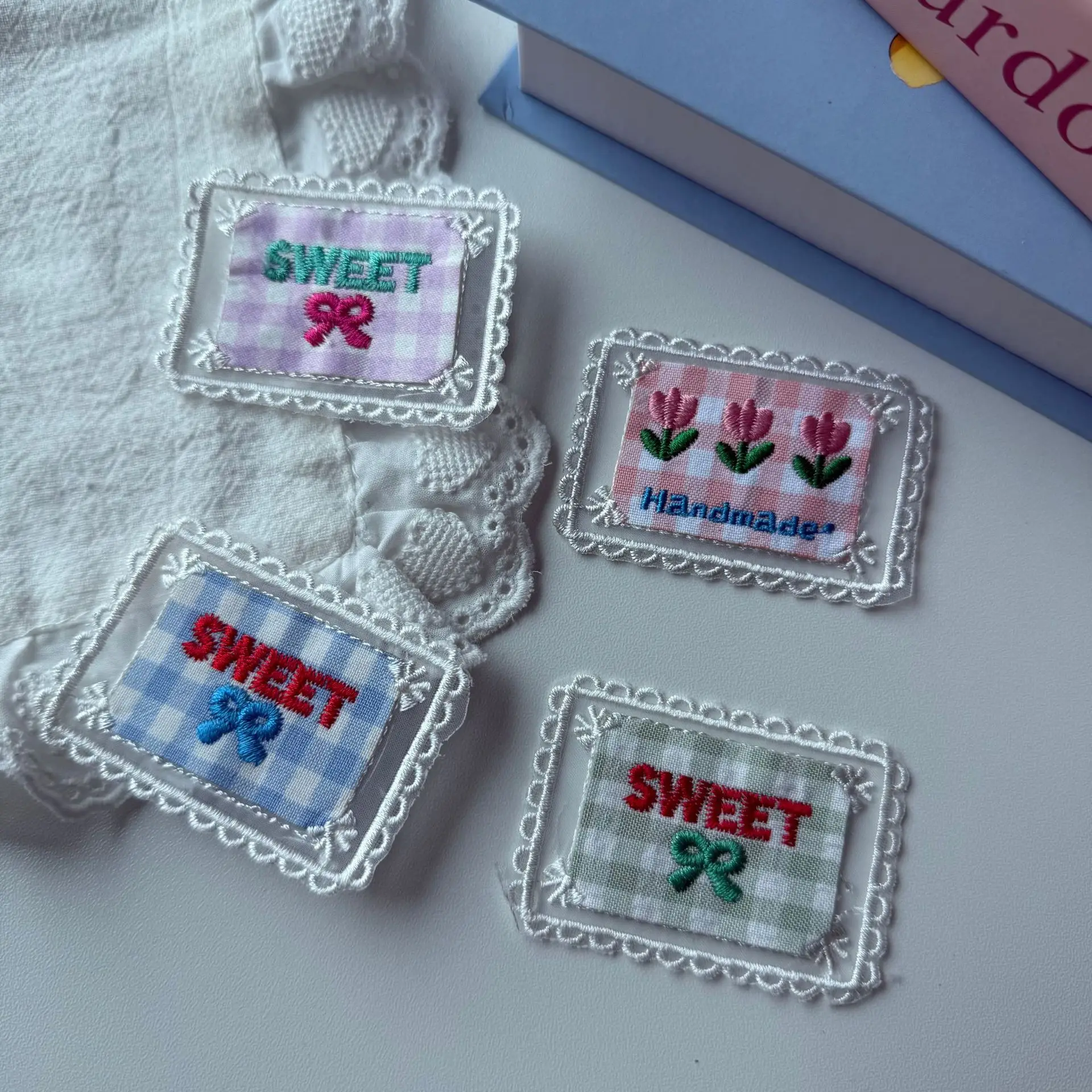 Organza Bow Flower Embroidery Patch for Hair Hat Sock Decoration Premium Exquisite DIY Clothing Embellishment