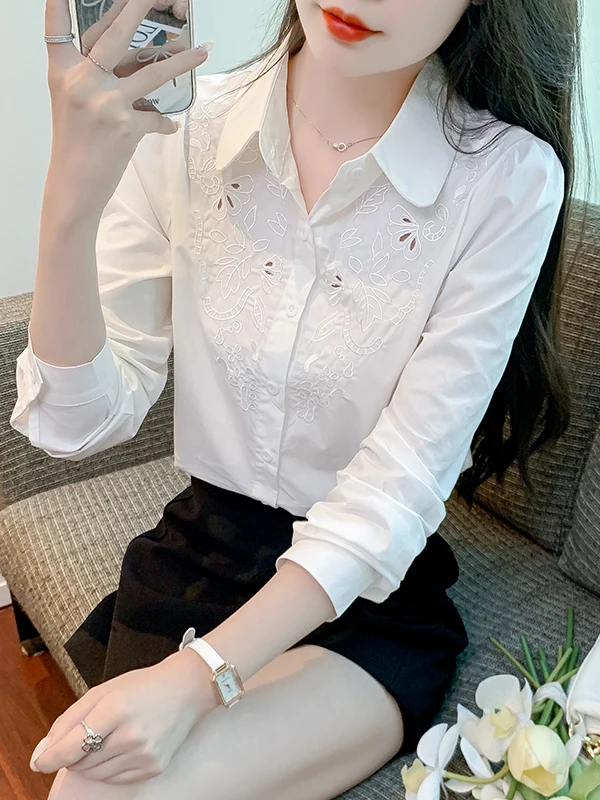Ele Embroidered Pure Cotton Women's irt Guangzhou Thirteenth Fac High End European Sle Faionable Base Layer Top