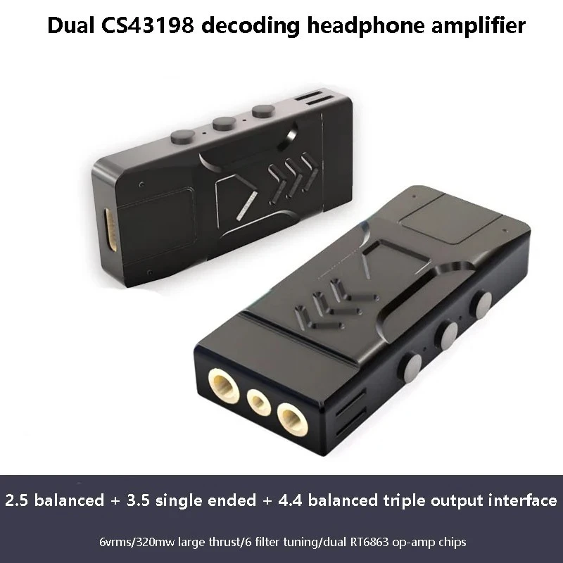 Dual CS43198 Decoding Headphone Amplifier Supporting DSD256 32BIT 384K Lossless HIFI Decoder Triple Output Interface Big Thrust