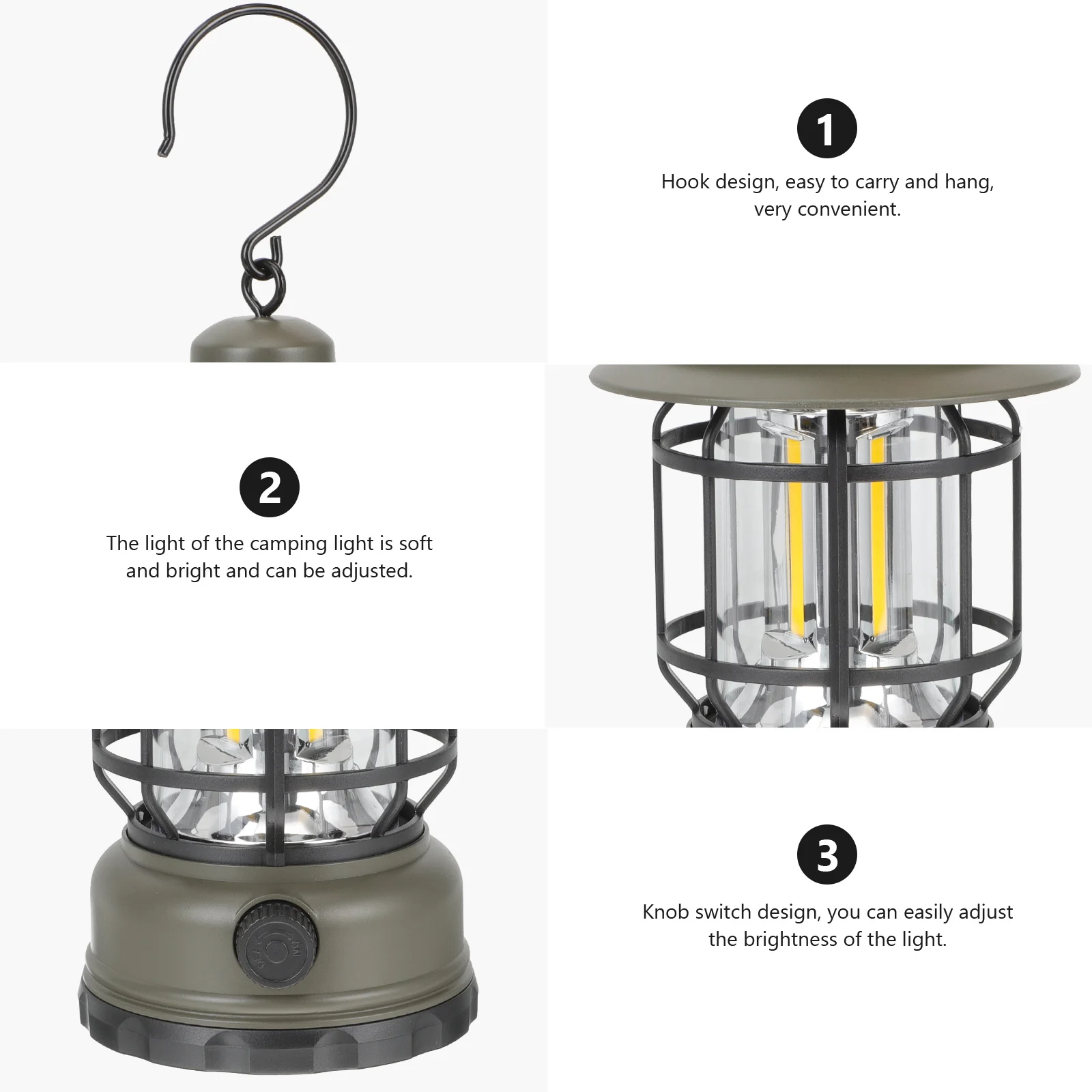 

Wear-Resistant Portable Vintage Camping Lamp Adjustable Brightness Outdoor Tent Light Handheld Camping Supply Tent Lamp