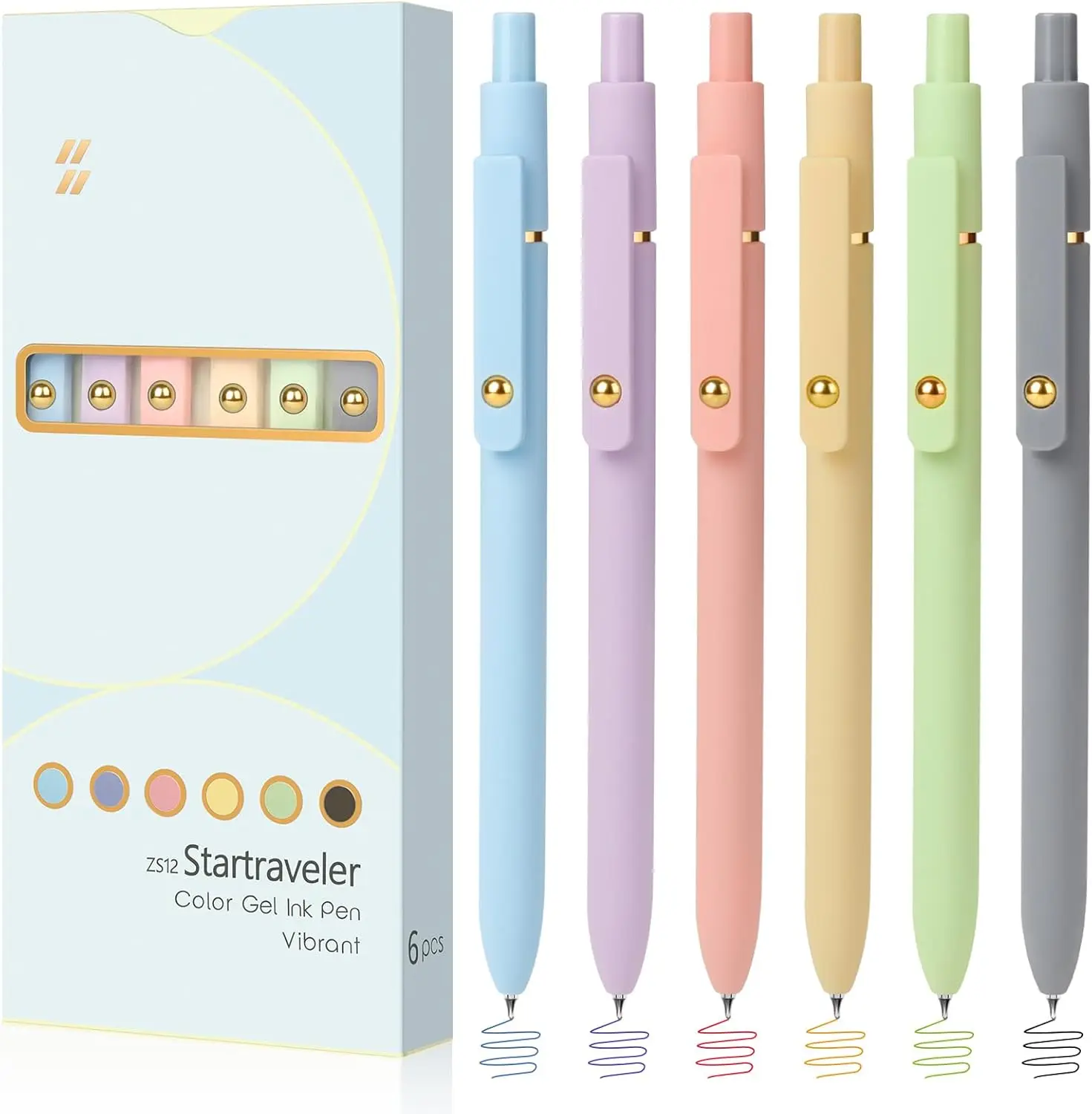 

6 Pack Colorful Gel Pens, Quick-Dry 0.7mm Medium Point for Journaling, Note Taking, Doodling, Office School Supplies