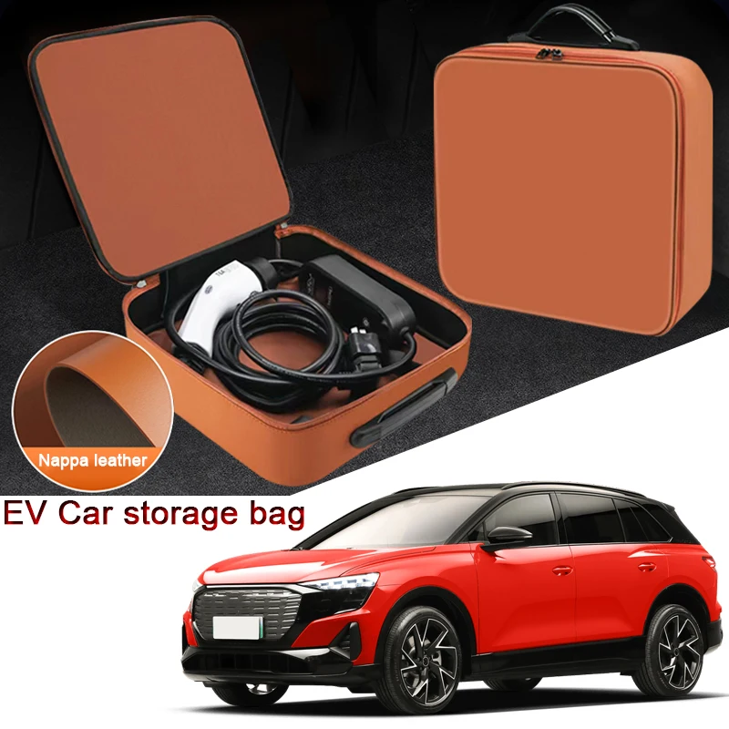 Portable EV Car Charging Cable Storage Box Electric Vehicle Charger Cables Carry Bag Fit For Audi Q4 Q5 Q6 Q8 SQ6 SQ8 e-tron GT