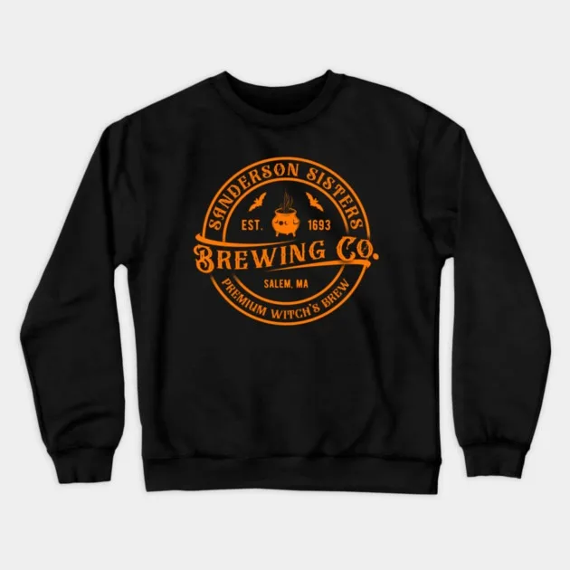 

Autumn and Winter Halloween - Witch Brew Themed Cotton Crew Neck Sweatshirt Retro - Styled Design Features Logo