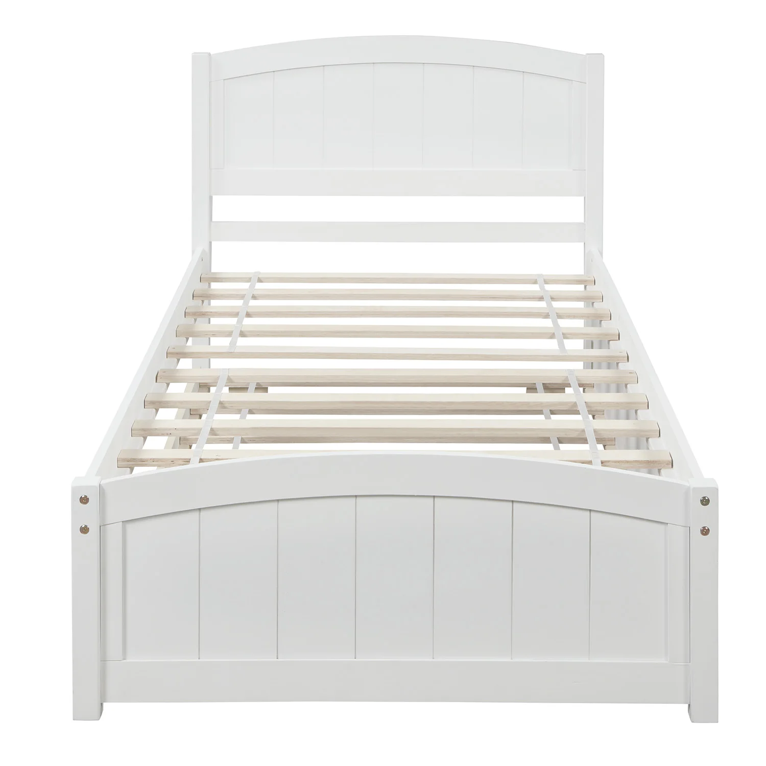 White Twin Platform Bed with Trundle, No Box Spring Needed  79.50x41.70x37.50 in.