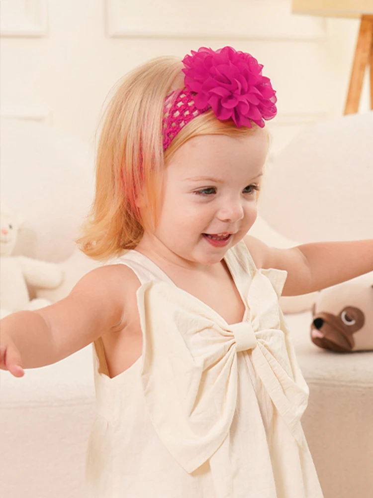 4 قطعة/المجموعة 5.3 ''طفل الفتيات كبيرة الشيفون زهرة Headbands لينة Strecth هيرباند جميل حك حديثي الولادة الرضع إكسسوارات الشعر #4