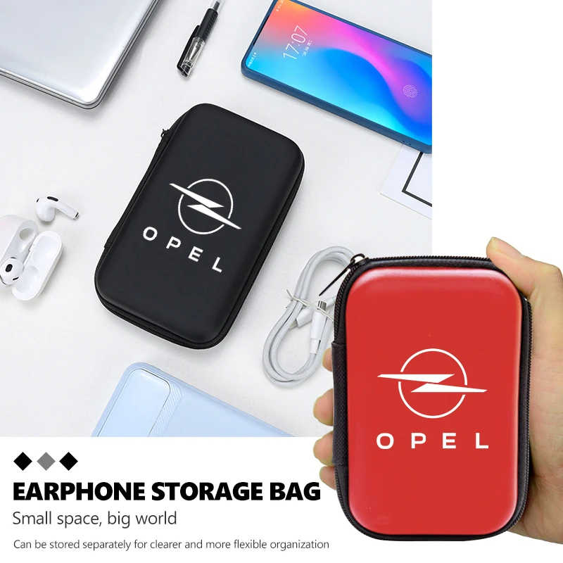 Car Earphone Key Case Men Ladies Key Storage Bag Auto Accessories For Opel OPC Astra J H G K Insignia Corsa D B E Mokka Vectra B