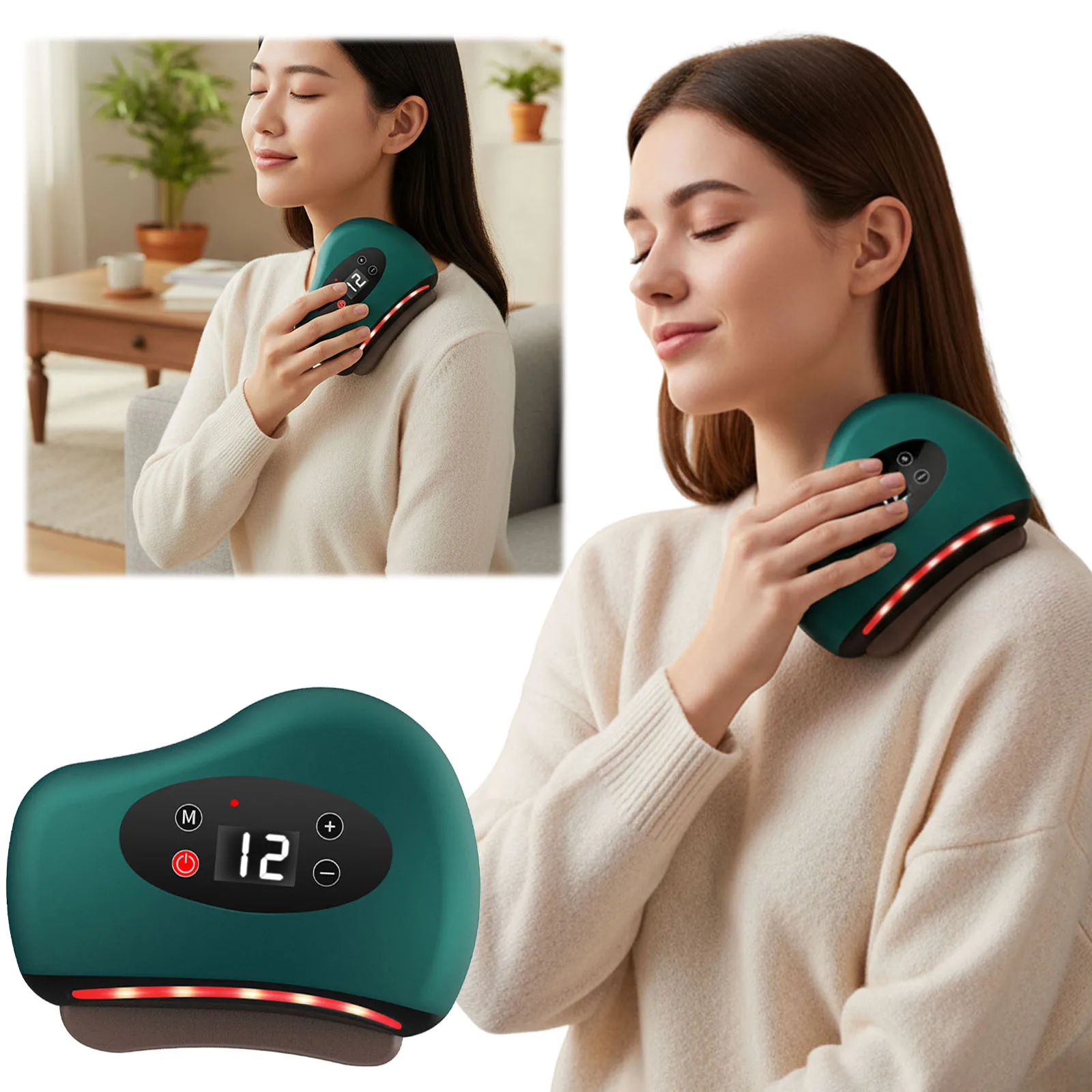 

Электрический массажер для скребкового массажа, легкий, с USB-зарядкой, с подогревом, для расслабления мышц и удаления морщин