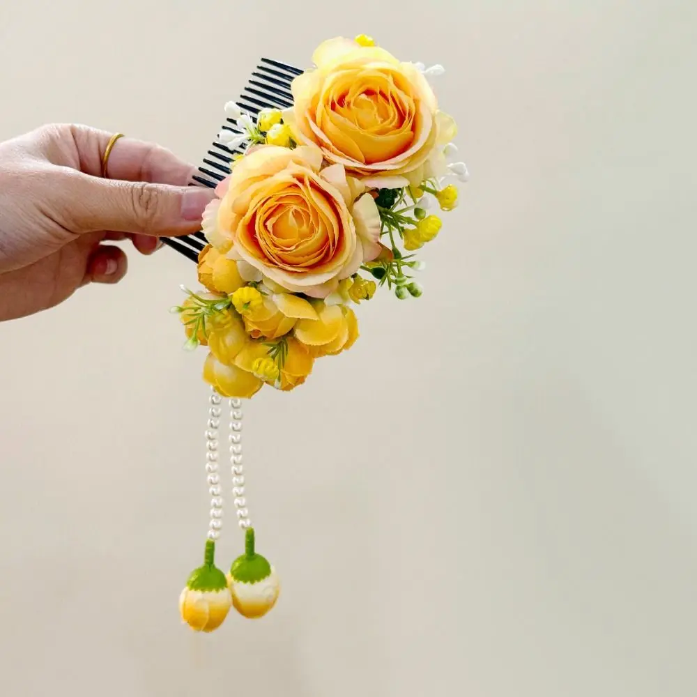 خمر زهرة حلوة مشط الشعر اللؤلؤ شرابة تايلاند زهرة دبوس الشعر العرقية نمط الجانب كليب التايلاندية إكسسوارات الشعر الإناث