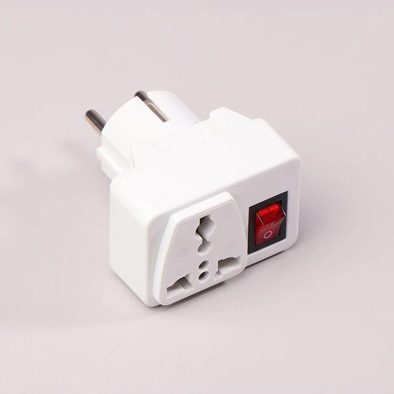 Extend Converter Plug Socket With On Off Red Light Switch EU 250V 10A Universal Adaptor Socket Portable White Extension Outlet