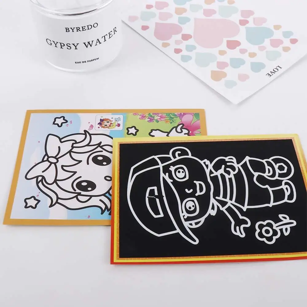 Children's Toys Art Child Painting Cards Stickers Drawing Board Colored Scratch Paper Magic Doodle Board Magic Scratch