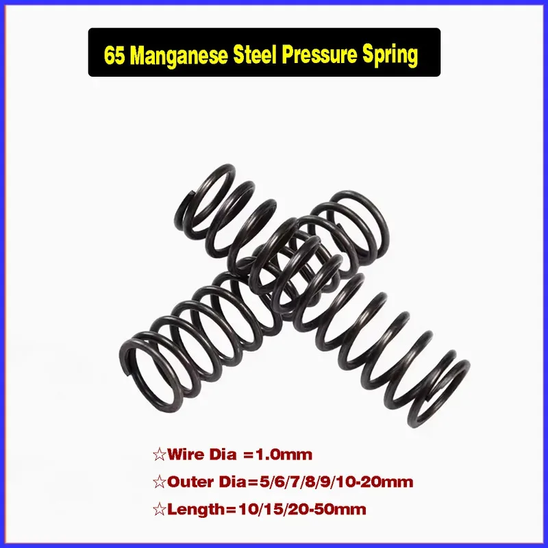 สปริงอัดแมงกานีส 65 เพื่อแรงคงที่และอายุการใช้งานยาวนานในกลไกที่มีความแม่นยำ ลวด 1.0 มม. OD 5 20 มม.