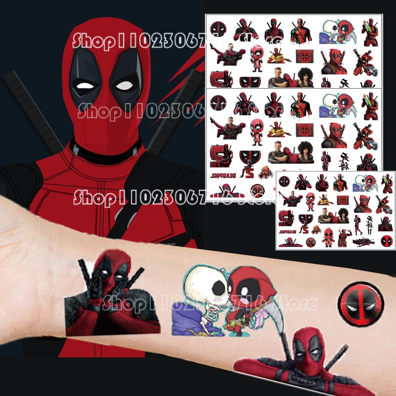 2024 Deadpool&Wolverine Tattoo Stickers Waterproof Anime Movie Role Playing Party Decoration Toy Stickers Children Birthday Gift