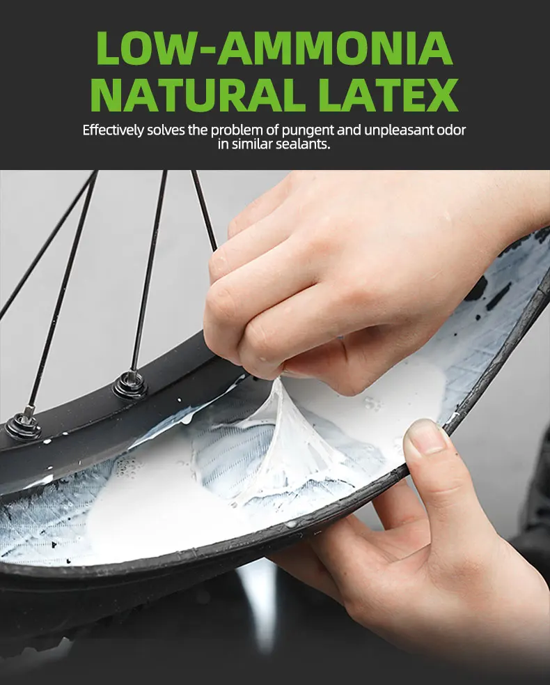 Schlauchloser Fahrradreifen-Dichtmittel, Reifenreparaturflüssigkeit, Latex, langanhaltend, schnell dichtend für MTB-, Rennrad-, CX- und Gravel-Fahrradreifen – Detail 2