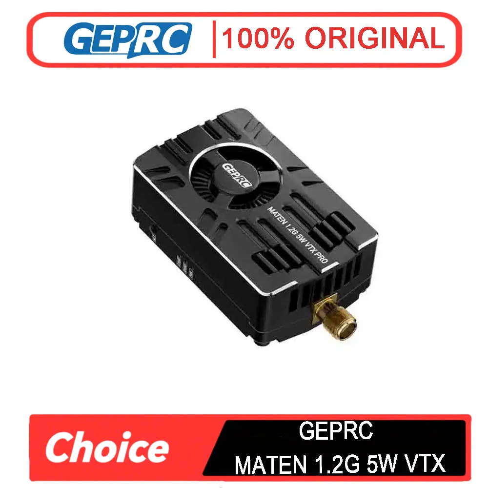 

GEPRC MATEN 1,2G 5 Вт (5000 мВт) VTX PRO с матухом IRC — дальнего действия для квадроциклов для фристайла DIY FPV (высокая стабильность сигнала)