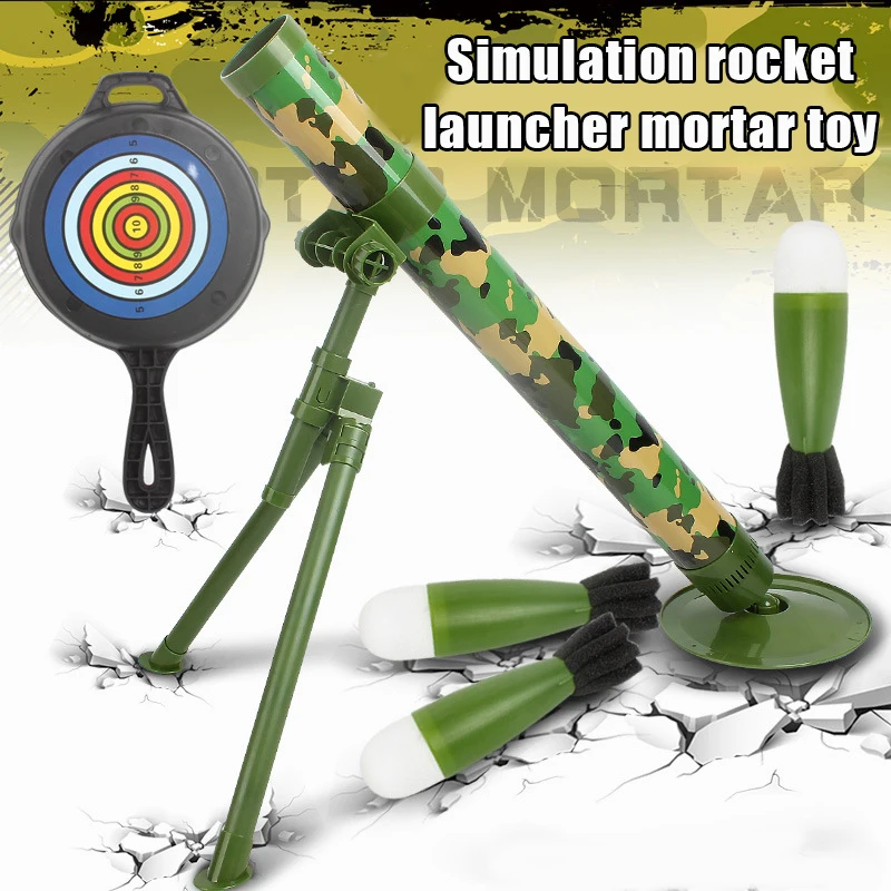 Foam Mortar Launcher With Target Board 3 X Soft Simulation Rocket Adjustable Shooting Angle Parent-Child Interaction Games Gift