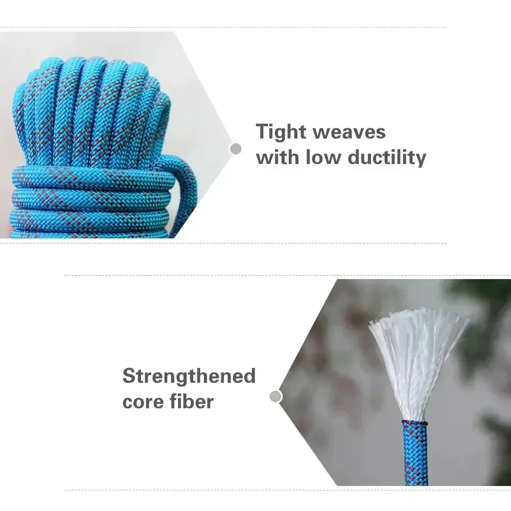 

Professional Safety Rope10m-35m Static Load Polyester Escape Rope Dual Hooks for Mountaineering/Industrial Rescue