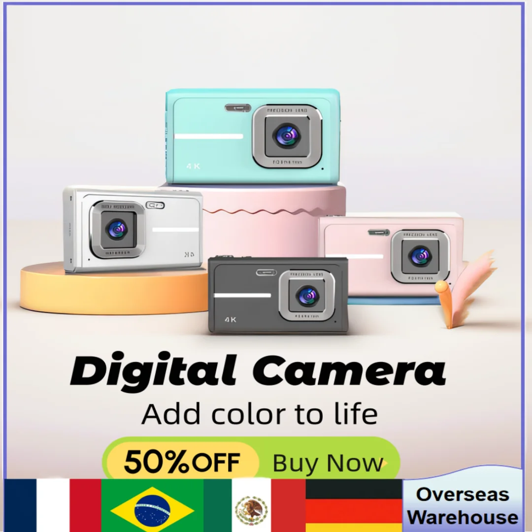 New Digital Camera Portable 4800w Pixel 1080p 2.4-inch Screen Beauty Filter Af Autofocus 16x Digital Zoom Student Holiday Gift