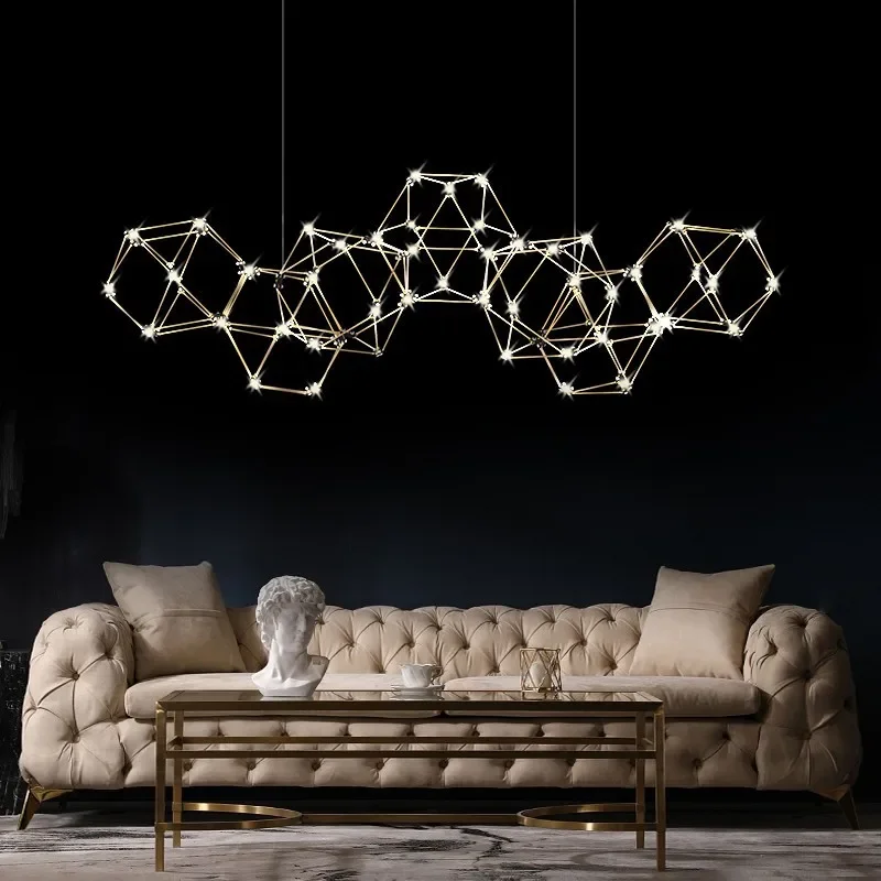 Polyhedral Starlight Chandelier Minimalist Creative Bar Restaurant Firefly Chandelier