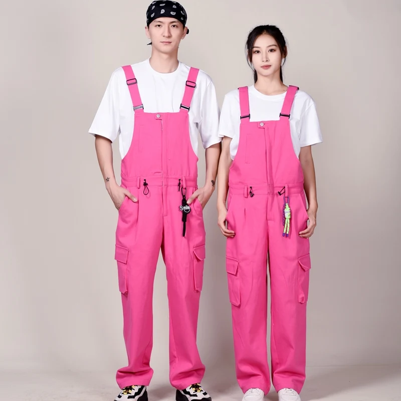 

2024 Nightclub Bar Dj Performance Costumes Pink Overall Pants Suit Jazz Dance Costumes For Women Group Men Stage Wear DN18889