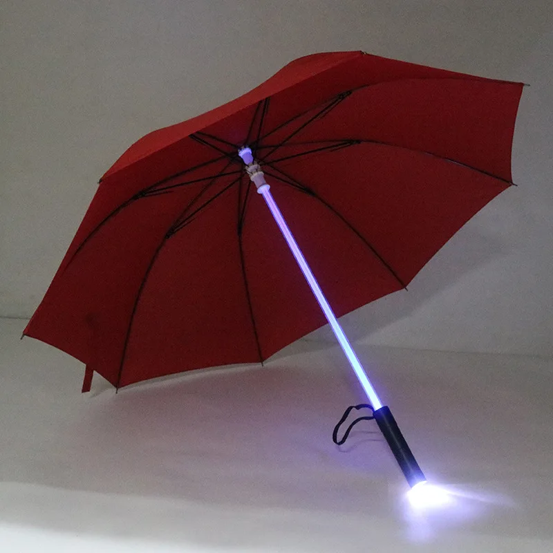 LED mid-rod light-emitting manual umbrella Colorful creative lighting straight-rod umbrella Touch cloth light-emitting umbrella
