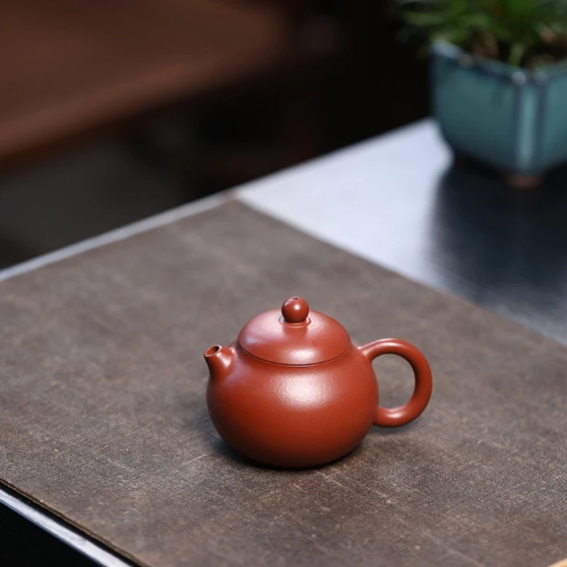 

true yixing zisha zhu clay tea pot marked WenDan pot handmade 90ml kungfu small original ore pot