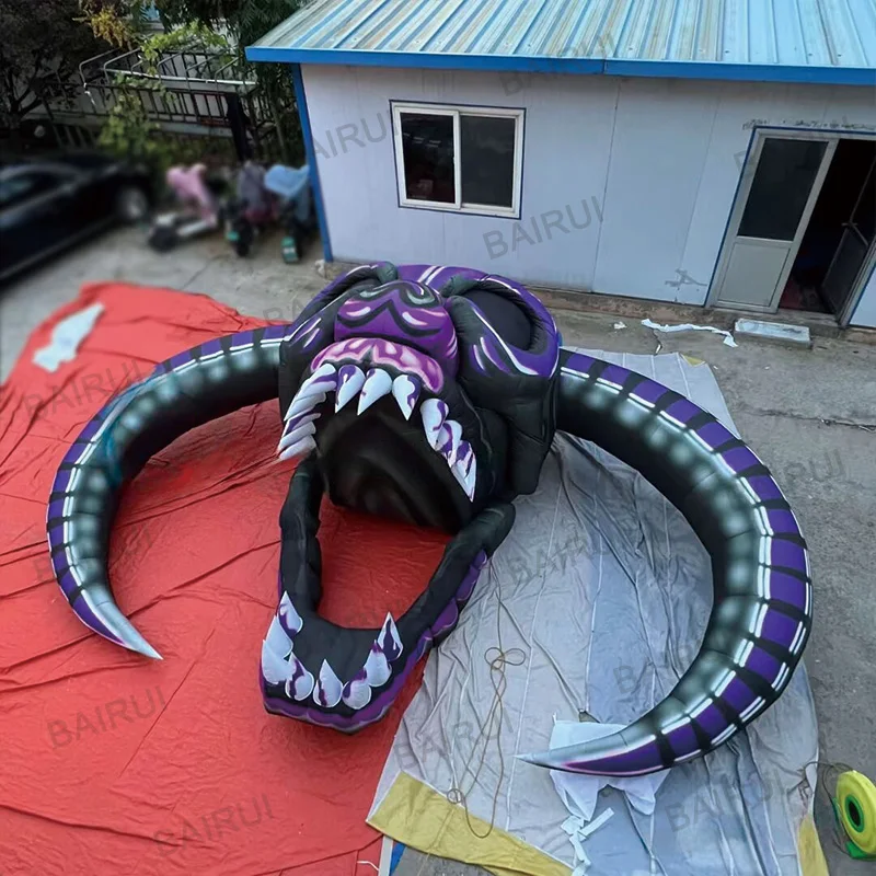 رؤوس شبح قابلة للنفخ، نماذج هوائية للهالوين، مع منفاخات، دعائم تزيين مربعة لمركز التسوق في الهواء الطلق #3