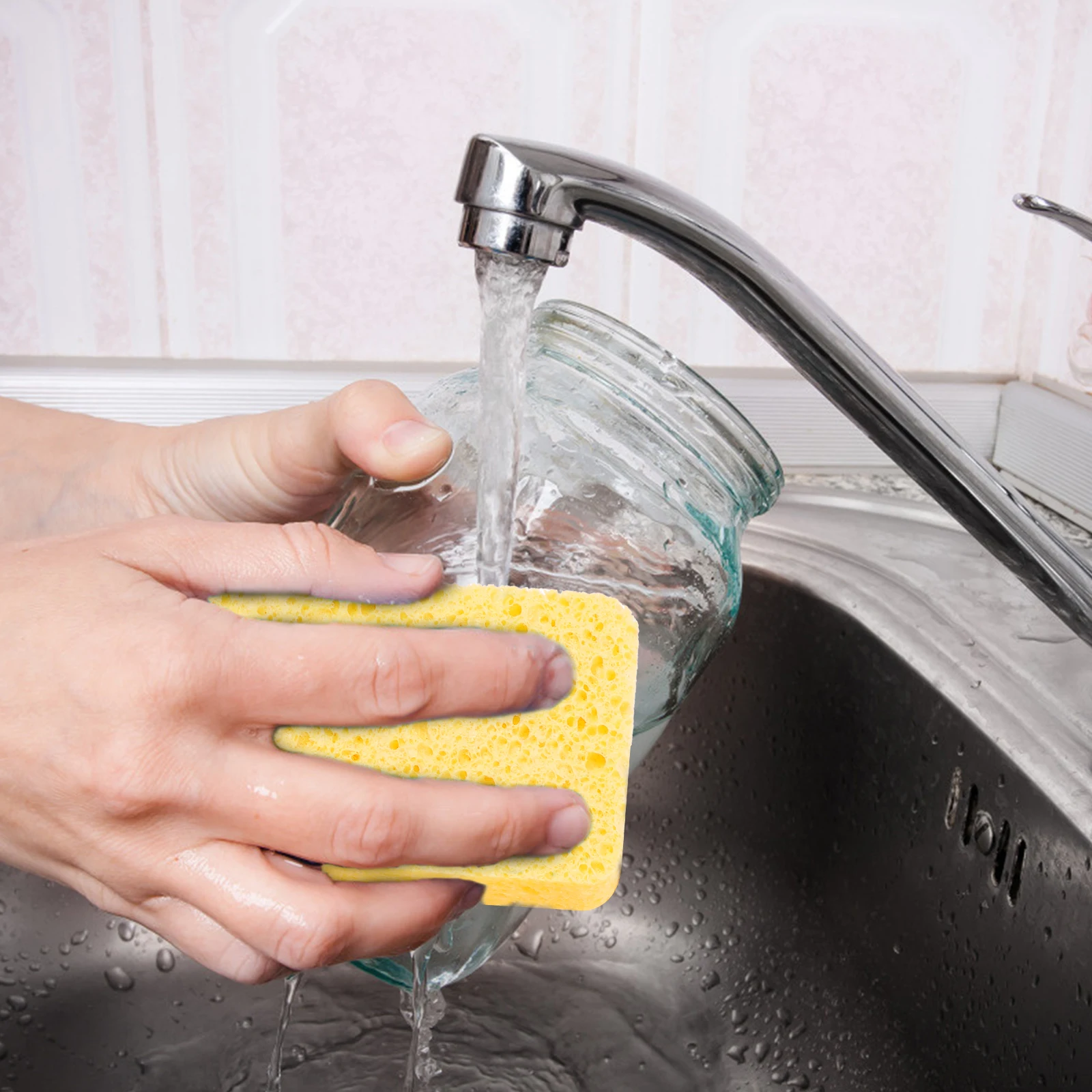 

4pcs Wood Pulp Dishwashing Sponge Heavy Duty Scrubber For Kitchen Dishes Pans Sinks Cellulose Cleaning Sponge Wiping Tool