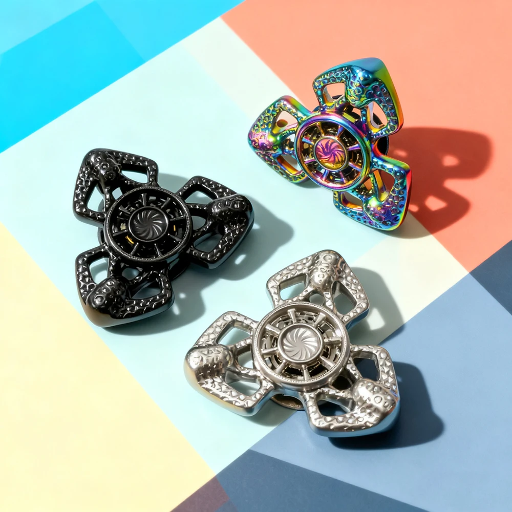 Edc 세 잎 회전식 손가락 자이로스코프 성인 스트레스 해소 장난감 손가락 튜너 불안 완화 및 휴식용