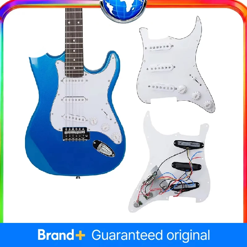 

2Pcs ST Electric Guitar Pickup Guard Three Single Pickup Panels White Loaded Prewired 11 Hole Single Coil Guitar Pickups Set
