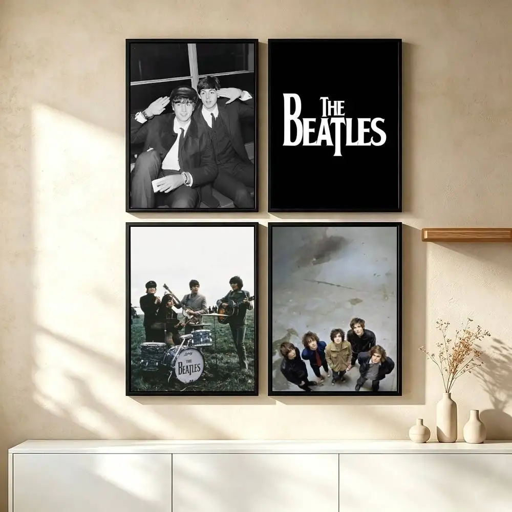 T-The Beatles Rock Band Poster Waterproof Wall Art Sticker For Bar Living Room Vintage Decor High Quality Print Gift
