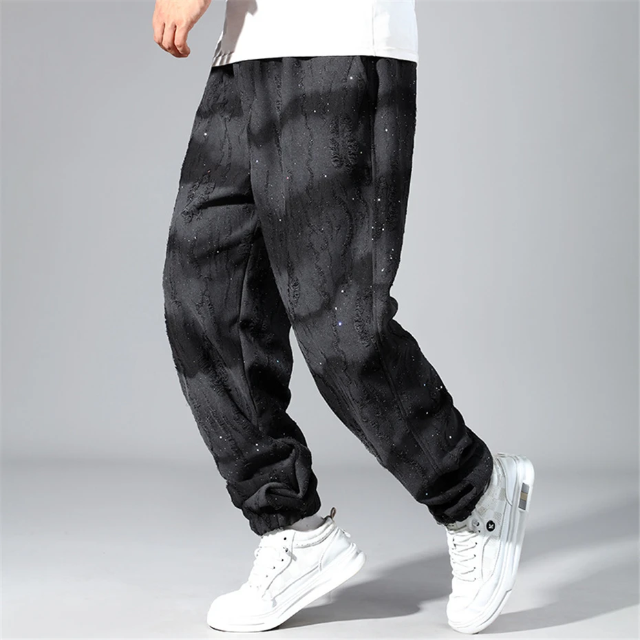 Jogger Pants Men Vintage Ripped Pants 12XL Plus Size Sweatpants Male Fashion Gradient Stripe Design Trousers Big Size 12XL