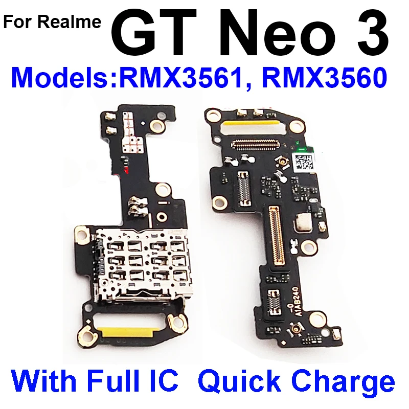 For OPPO Realme GT2 Pro/GT Neo 2 3 SIM Card Slot & Microphone Mic Board Connector Board Flex Cable Repair Part With Quick Charge