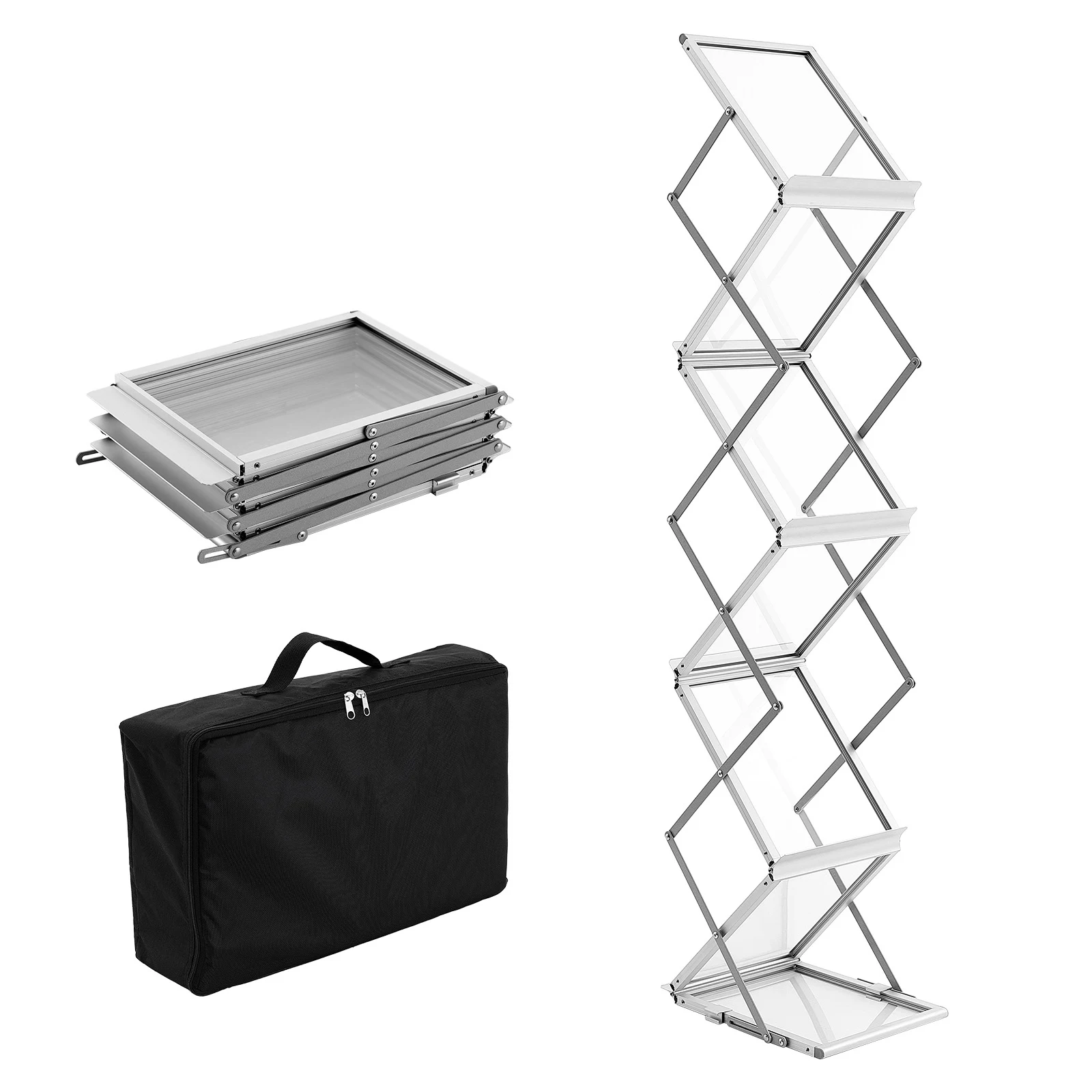 VEVOR Foldable Magazine Display Rack 6 Pockets Pop-Up Brochure Display Stand with Carrying Bag for Office Trade Show Exhibitions