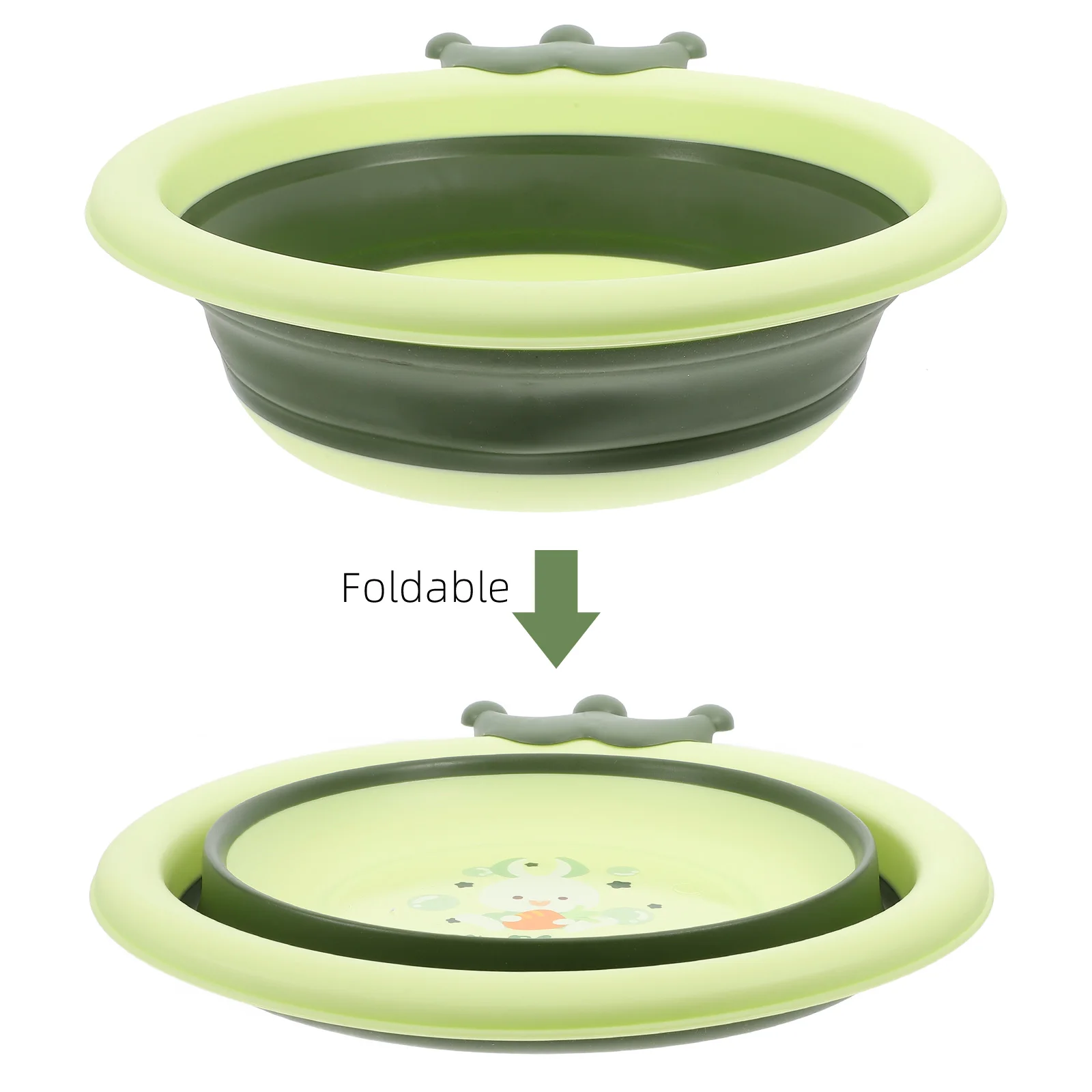 

Baby Washbasin Children's Number Convenient Light Green Cartoon Foldable Travel