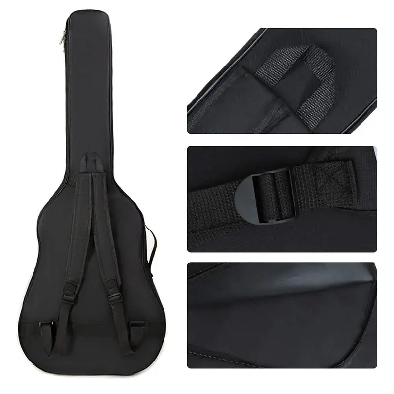 36 39 41 Inch Padded Acoustic Guitar Backpack Thick Gig Bag Soft Cover Black Electric Guitar Bag Case with Zipper for Travel