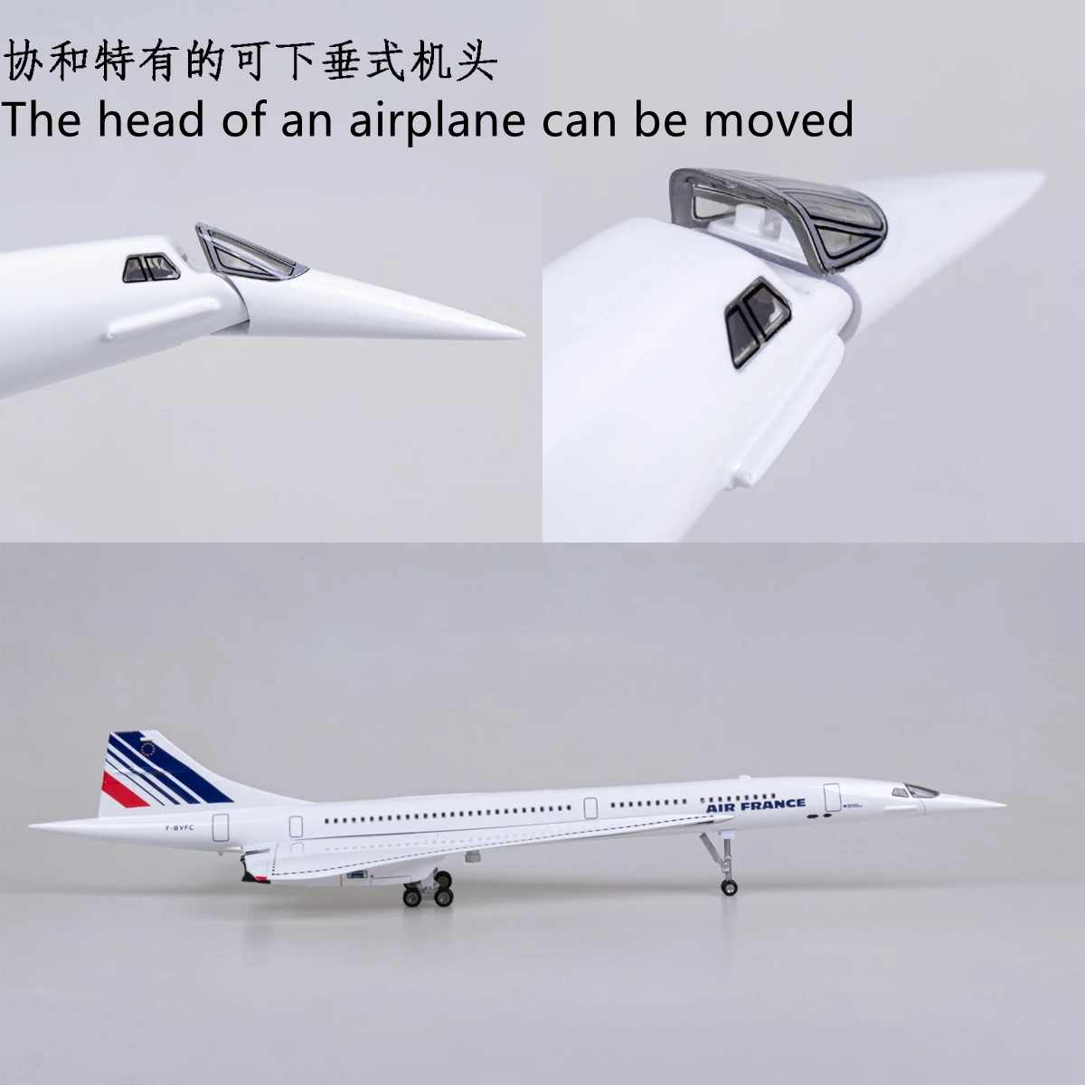 Emulation Model airplane Civil Aviation Passenger plane Concorde head can be moved Collect Arts and crafts Gifts Pendent piece