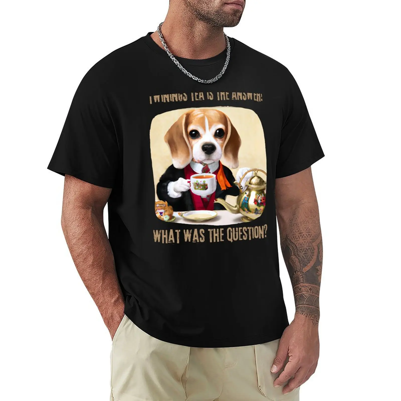 Camiseta informal antipilling con estampado de perro beagle y la frase "Twinings tea is the answer beagle dog tea time"