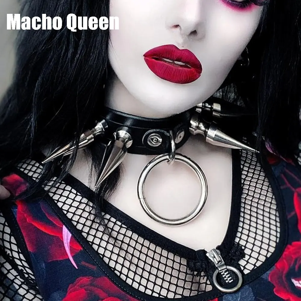 Handmade PVC Vinyl Gothic Spike Choker Collar Goth Punk Alt EMO Accessories Burning Man Festival Costume Gogo Dancer